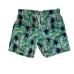 U.S. Polo Assn Swim Trunks Mens Medium Mint Green Tropical Palm Tree Polyester
